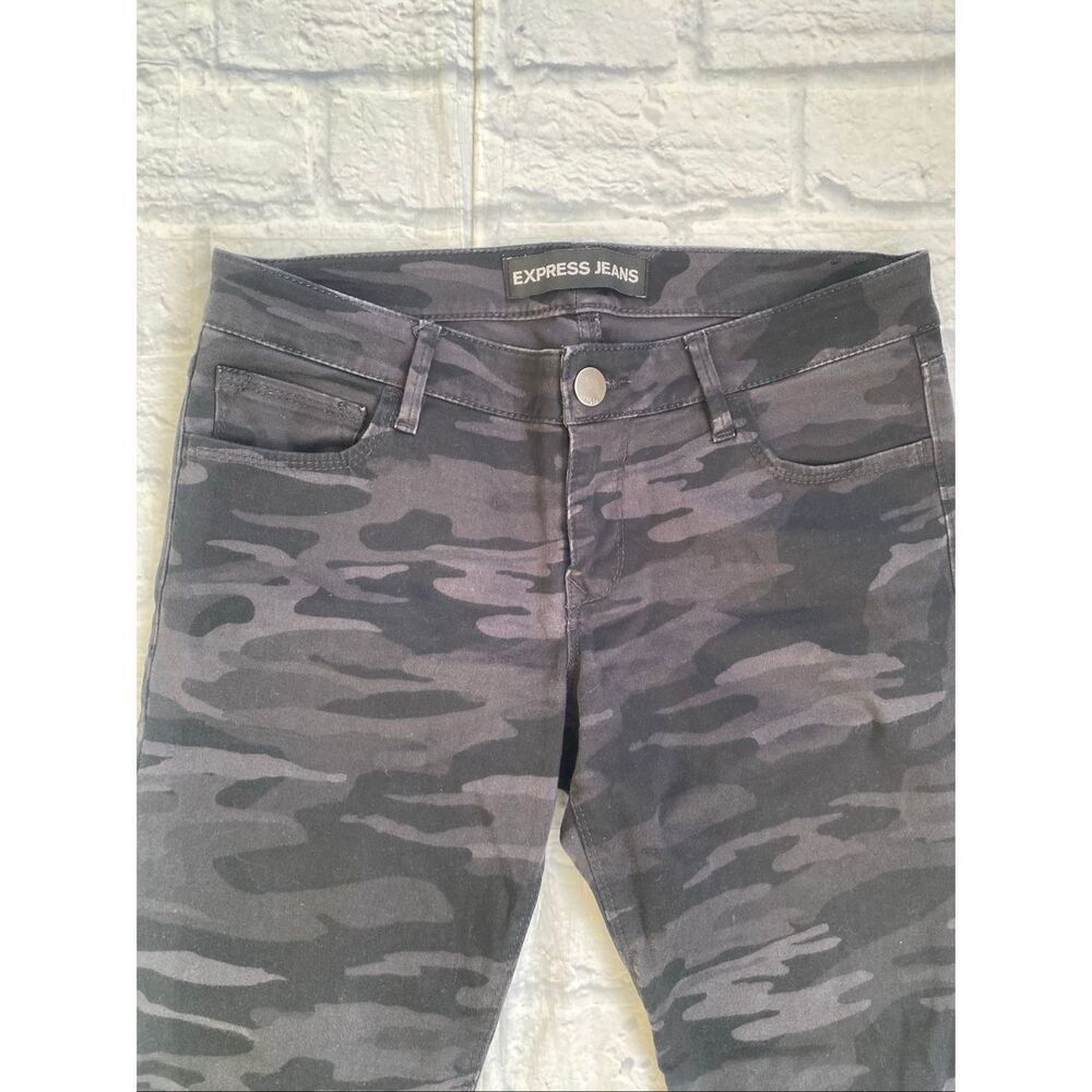 Express women 4 cotton blend low rise ankle legging stella camo black and grey - Picture 3 of 11